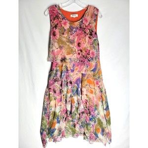 MeTisu Maxi Tiered Sleeveless Dress Size XS Colorful Floral Asymmetrical Ruffled